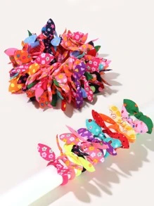 100入組小女童蝴蝶結裝飾髮圈