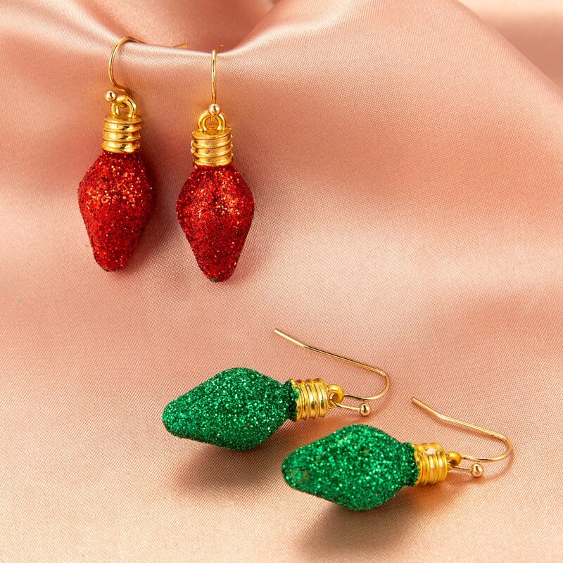 

2pairs Christmas Ornament Bubble Drop Earrings, Multicolor