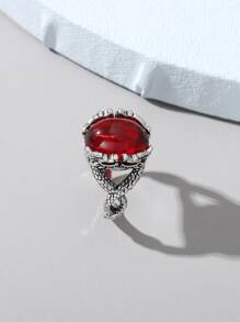 Anillo con piedra preciosa - Rojo - Ver 1