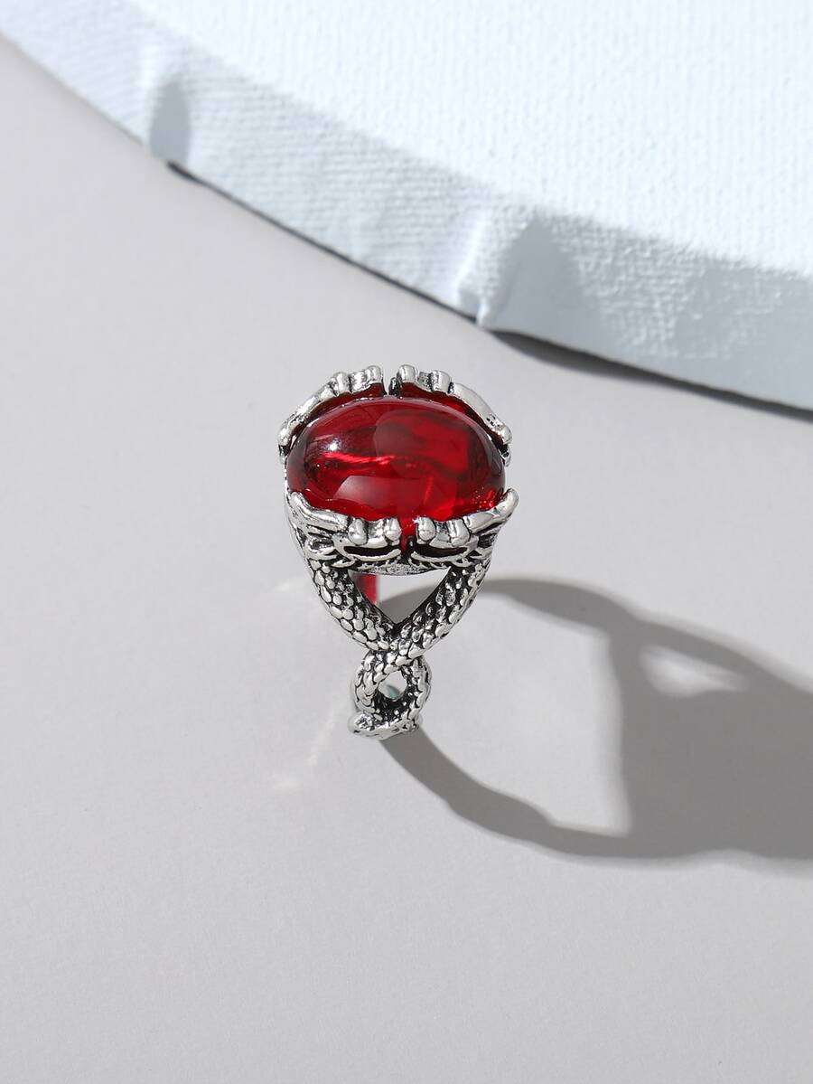 Anillo con piedra preciosa - Rojo - Ver 1