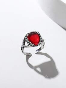 Anillo con piedra preciosa - Rojo - Ver 2