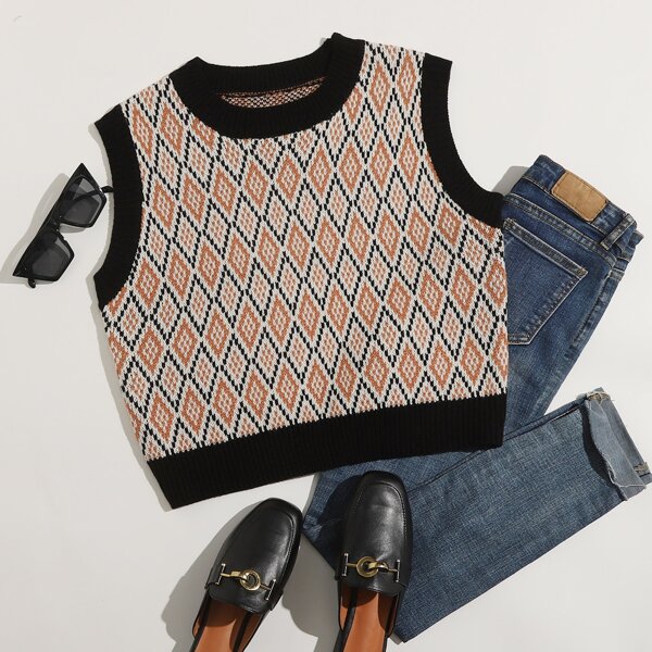 

Argyle Colorblock Sweater Vest, Multicolor