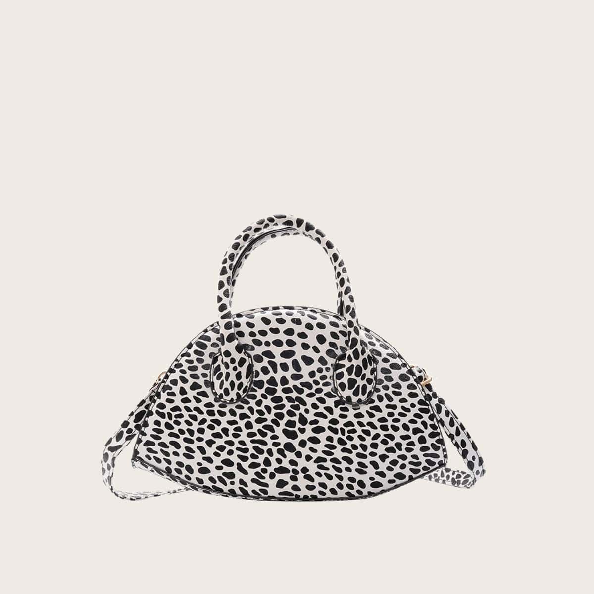 

Dalmatian Pattern Dome Bag, Black and white