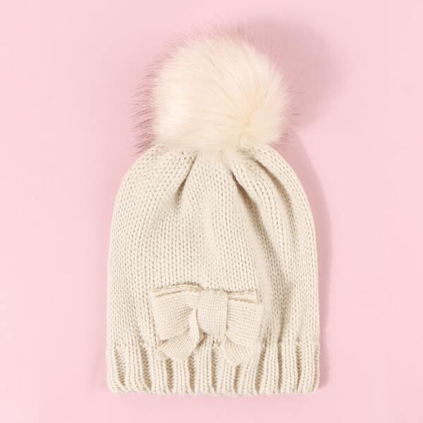 

Pom-pom Decor Beanie, Beige