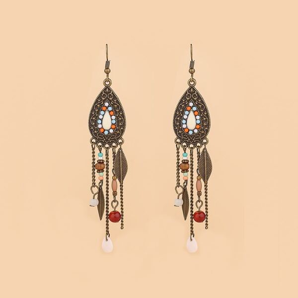 

Bead Detail Vintage Drop Earrings, Multicolor