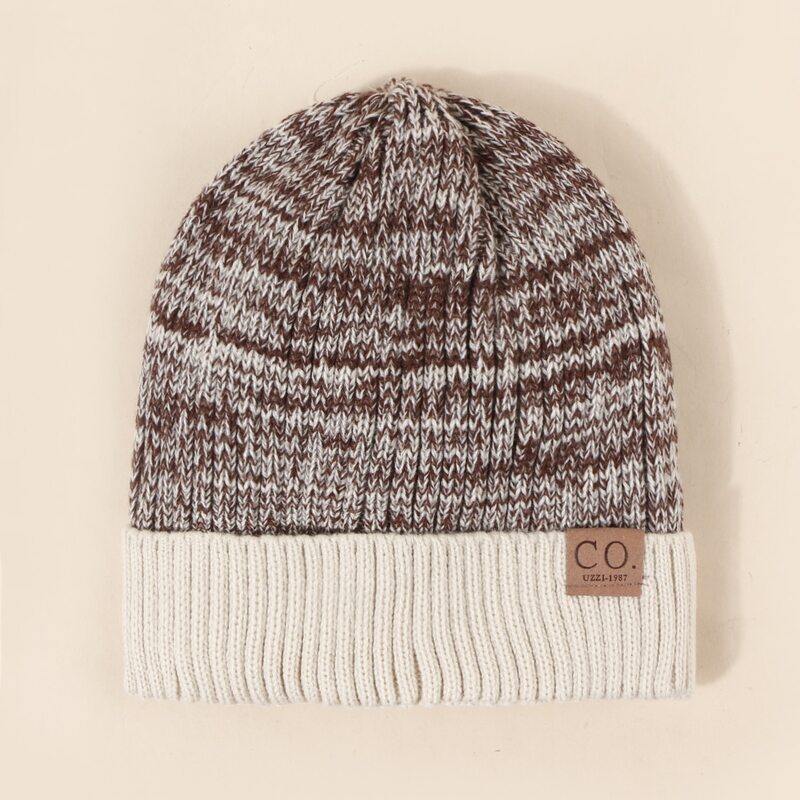 

Guys PU Leather Label Patch Beanie, Multicolor