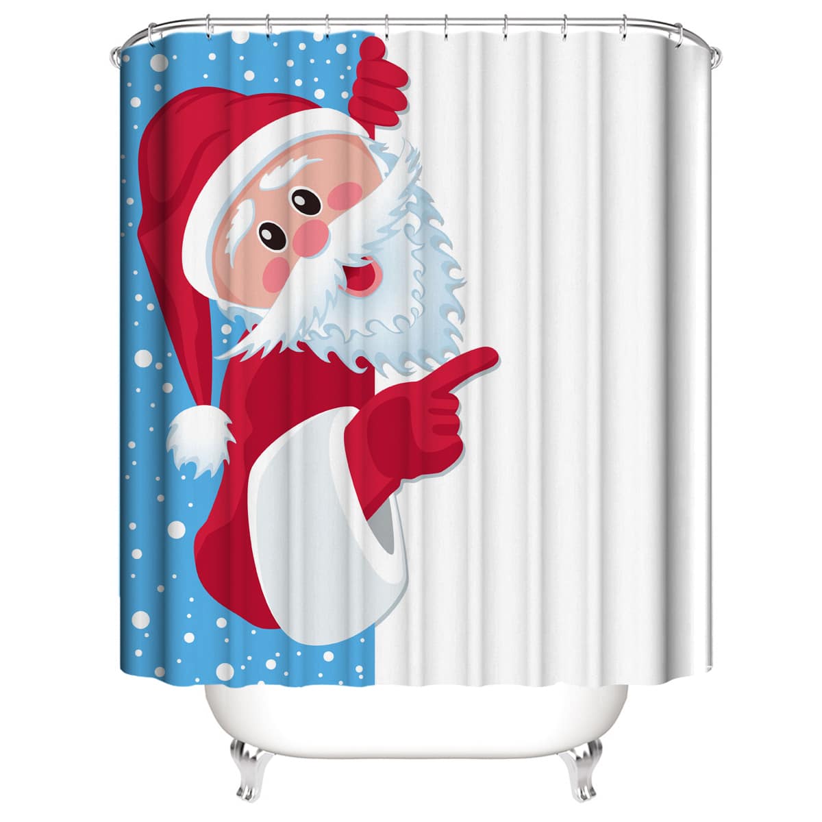 

Santa Claus Print Shower Curtain With 12hooks, Multicolor
