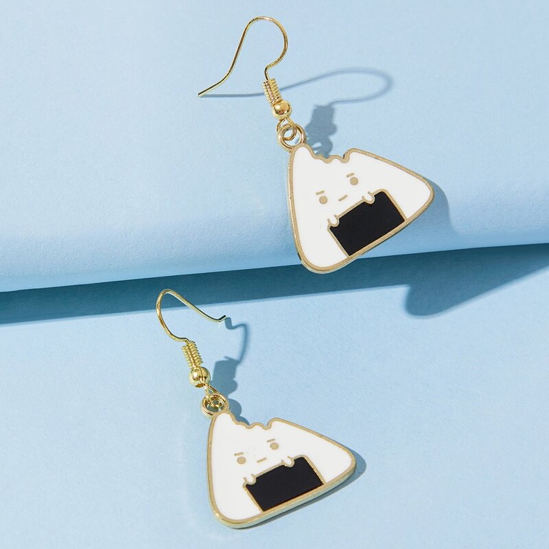 

Cartoon Drop Earrings, Black and white