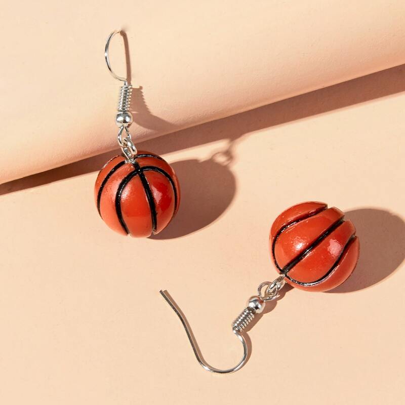 

Basketball Drop Earrings, Brown
