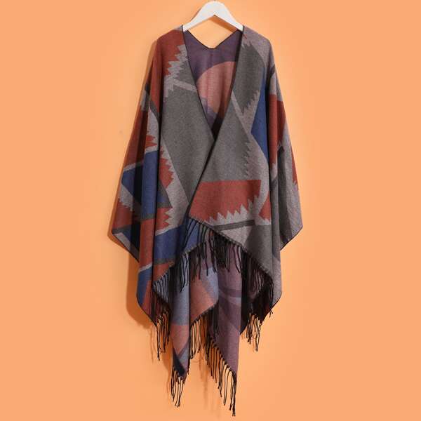 

Color Block Fringe Hem Scarf, Multicolor