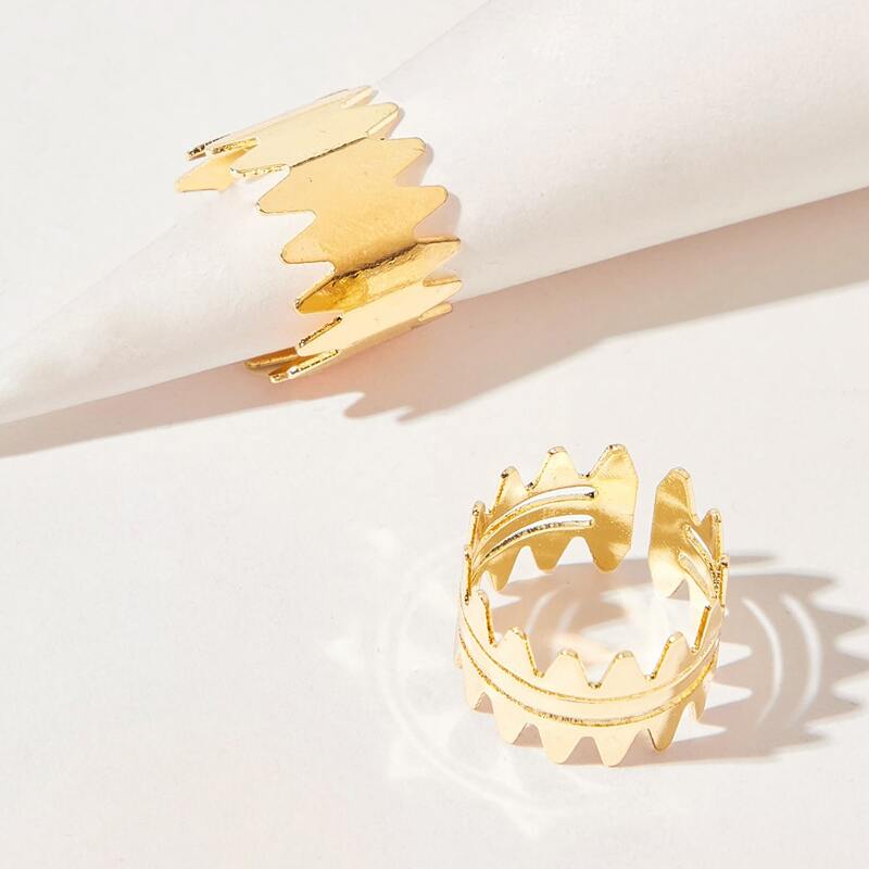 

2pcs Hollow Scallop Ring, Gold