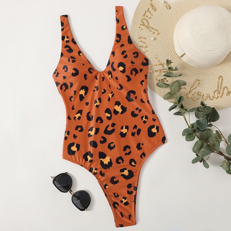 

Leopard Tank One Piece Swimsuit, Burnt orange