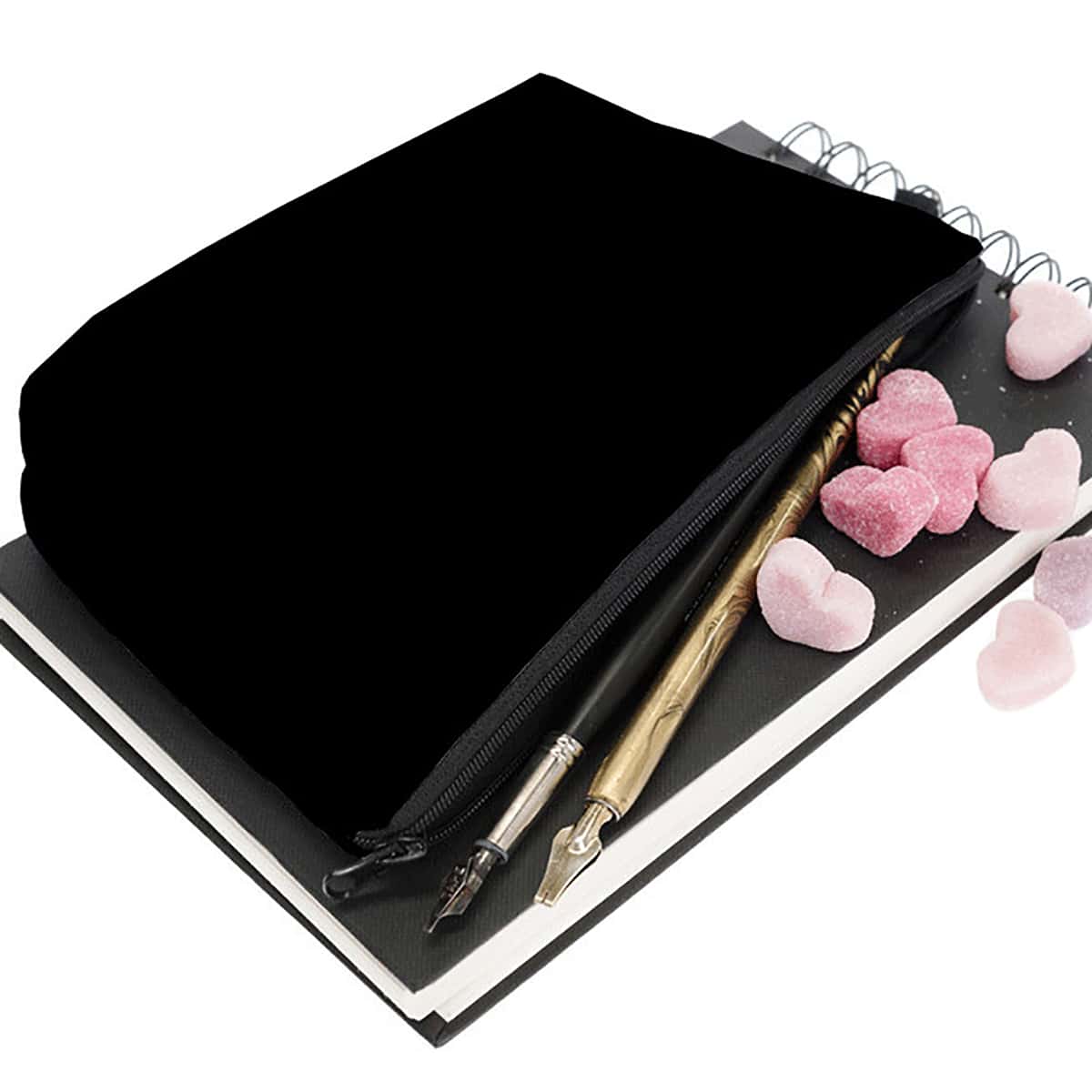 

1pc Solid Color Large Pencil Bag, Black