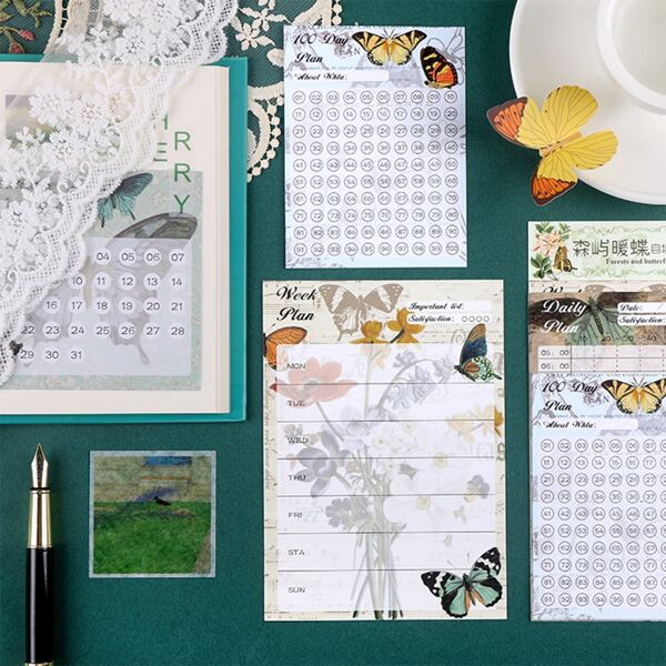 

8sheets Random Pattern Schedule Paper, Multicolor
