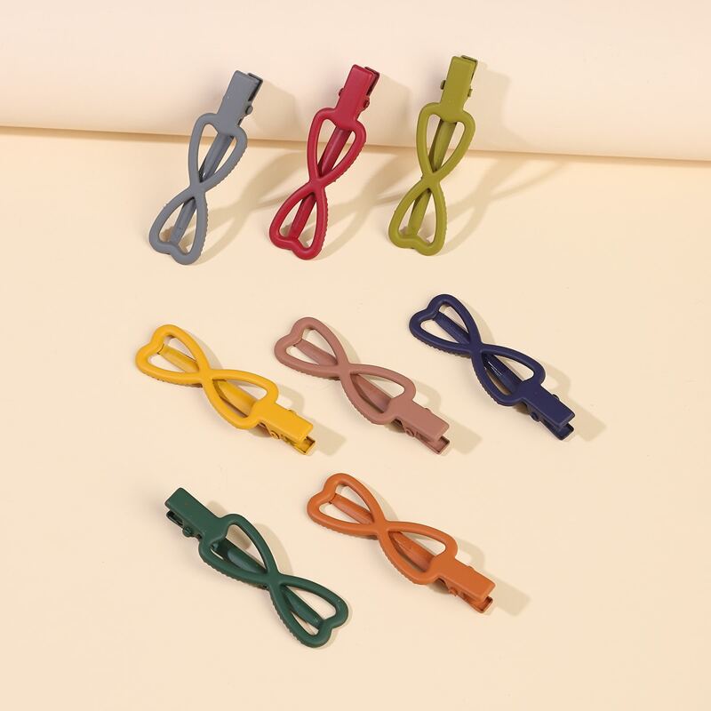 

8pcs Bow Design Hair Clip, Multicolor
