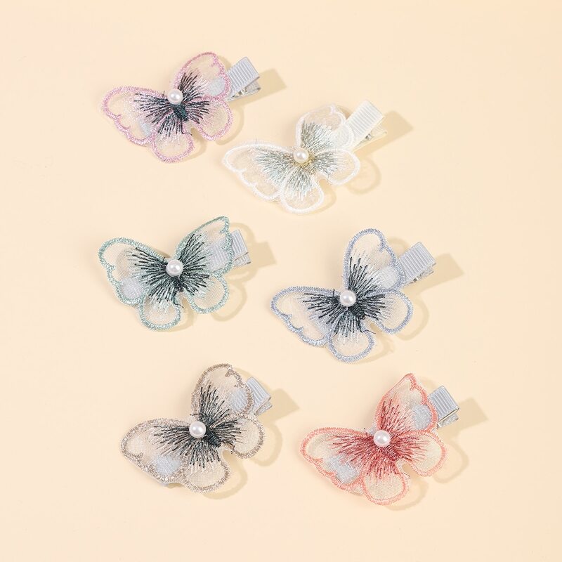 

6pcs Mesh Butterfly Hair Clip, Multicolor