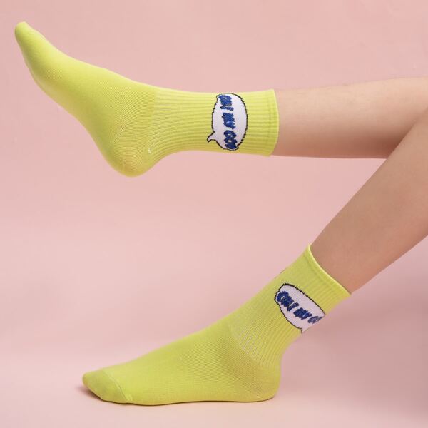 

Letter Graphic Socks, Green