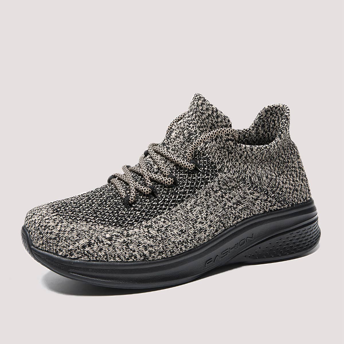 

Guys Lace Up Decor Knit Sneakers, Khaki
