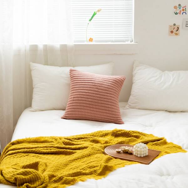 

Plain Knitted Cushion Cover Without Filler, Dusty pink