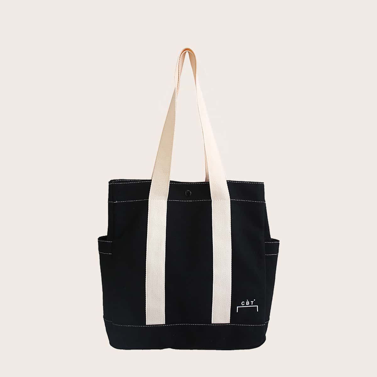 

Guys Letter Graphic Tote Bag, Black