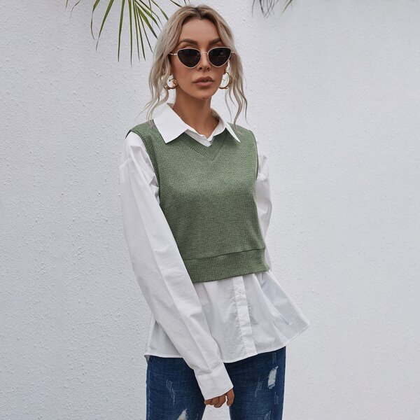 

Waffle Knit Tank Top Without Blouse, Mint green