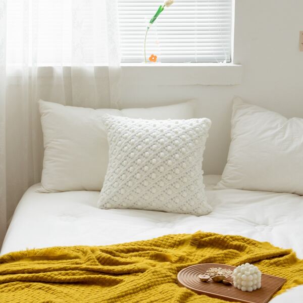 

Solid Knitted Cushion Cover Without Filler, White