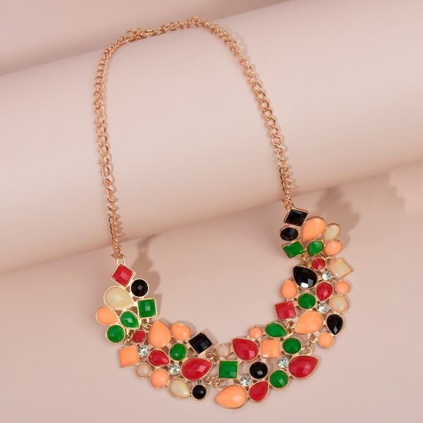

Rhinestone Geo Decor Necklace, Multicolor