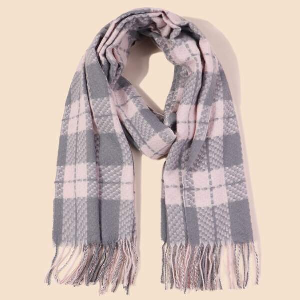

Plaid Fringe Hem Scarf, Multicolor