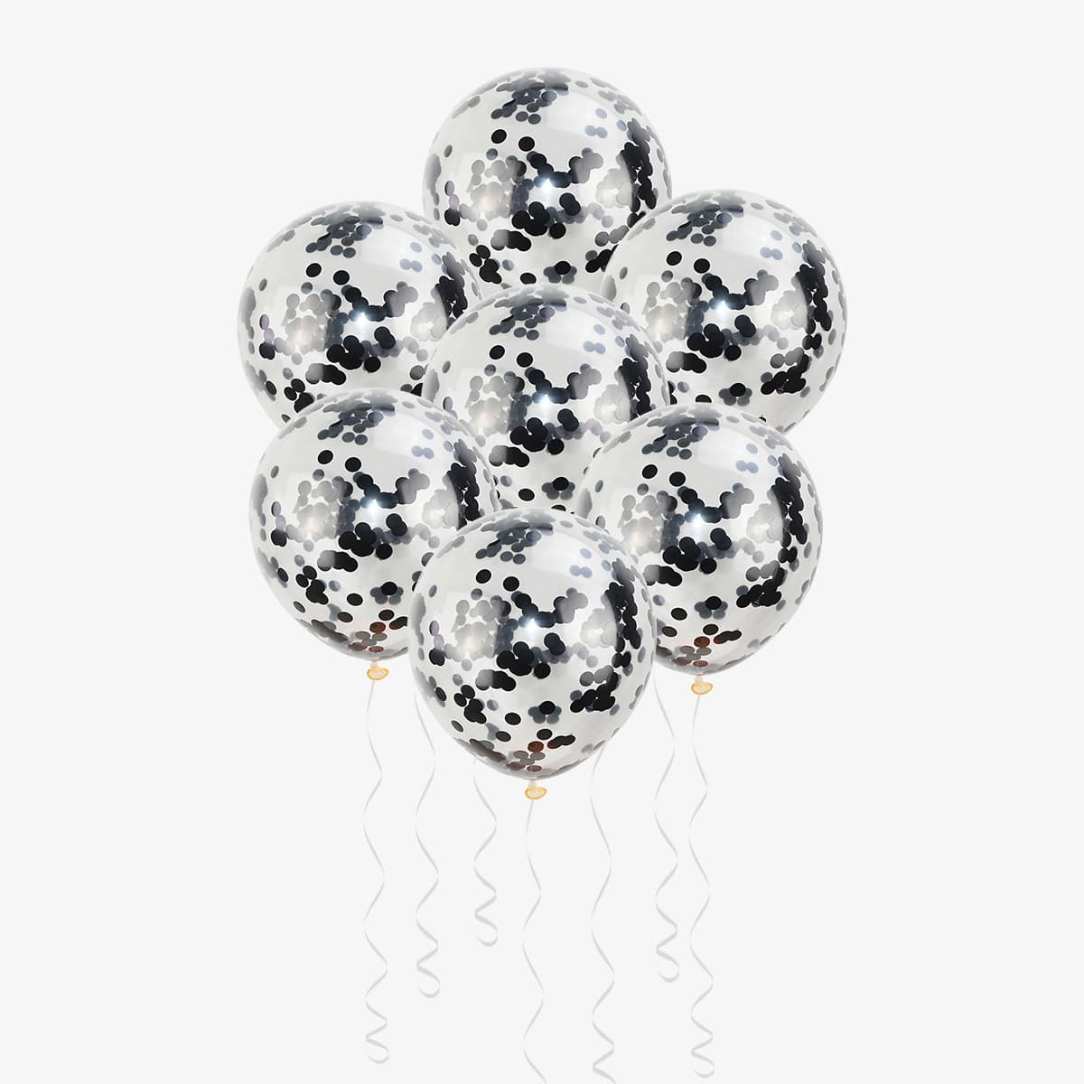 

7pcs Sequin Latex Balloon & 1pc Ribbon, Black