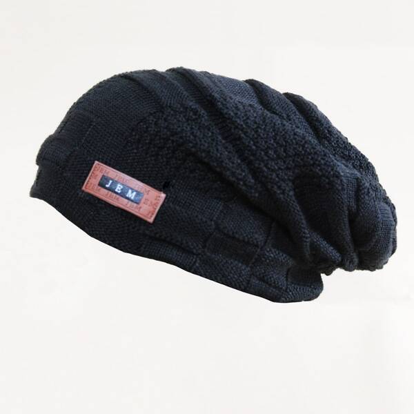 

Men Letter Patched Knit Beanie, Black