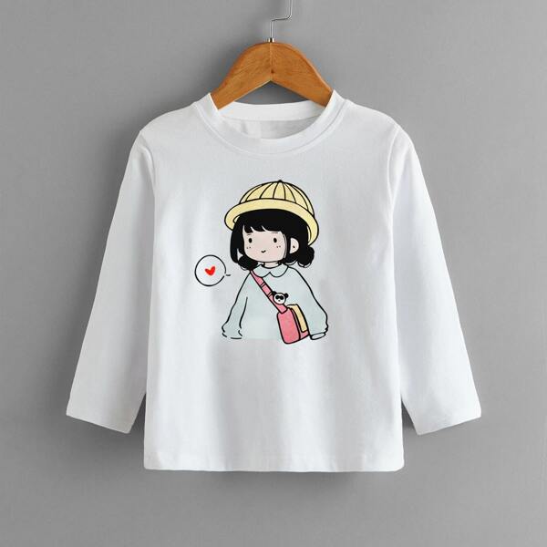 

Toddler Girls Cartoon Figure Graphic Tee, White