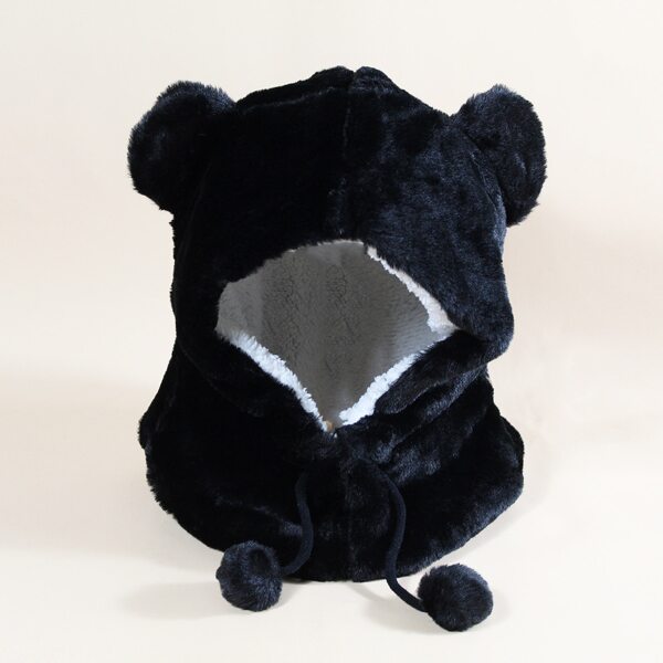 

Pom Pom Fluffy Hat, Black