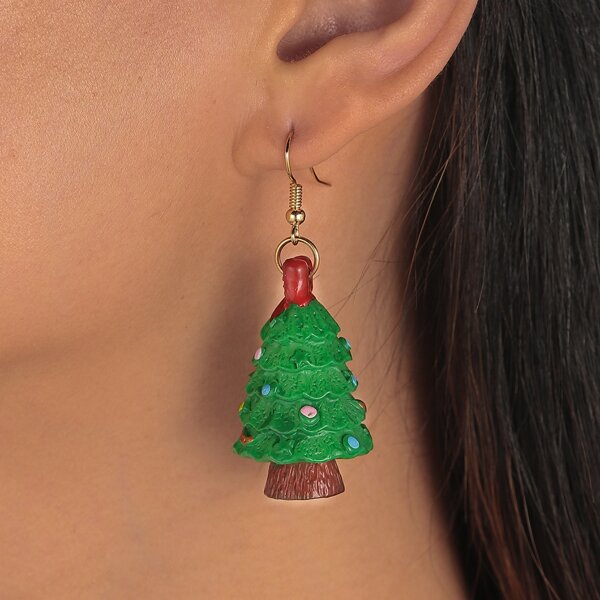

Christmas Tree Drop Earrings, Multicolor