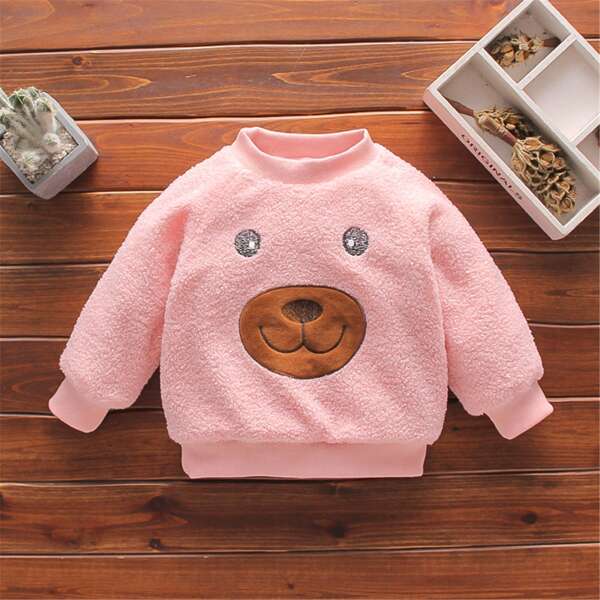 

Toddler Girls Cartoon Graphic Teddy Sweatshirt, Pink