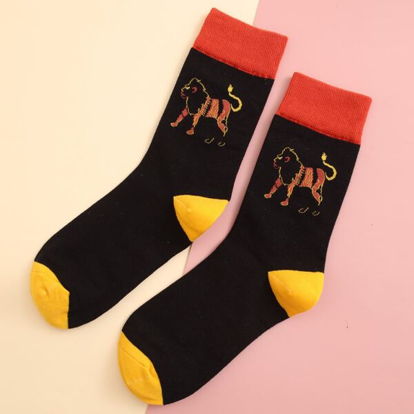 

Lion Pattern Socks, Multicolor