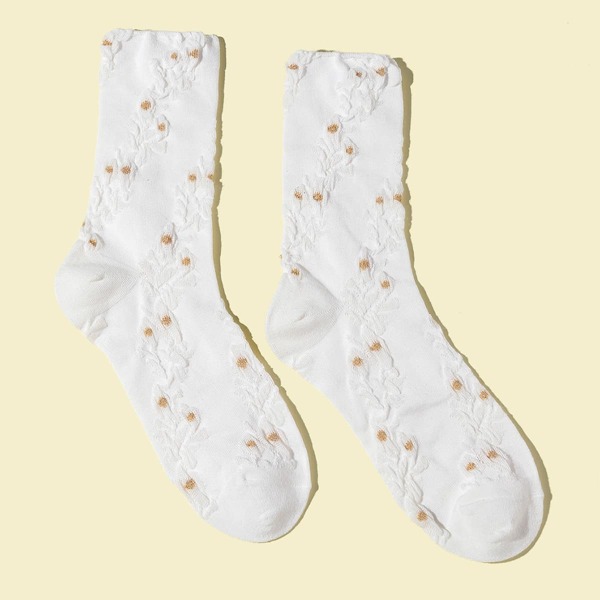 

Spot Pattern Crew Socks, White