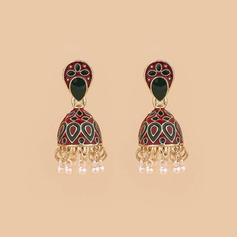 

Faux Pearl Decor Jhumka Earrings, Multicolor