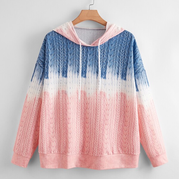 

Plus Drop Shoulder Tie Dye Drawstring Hoodie, Multicolor