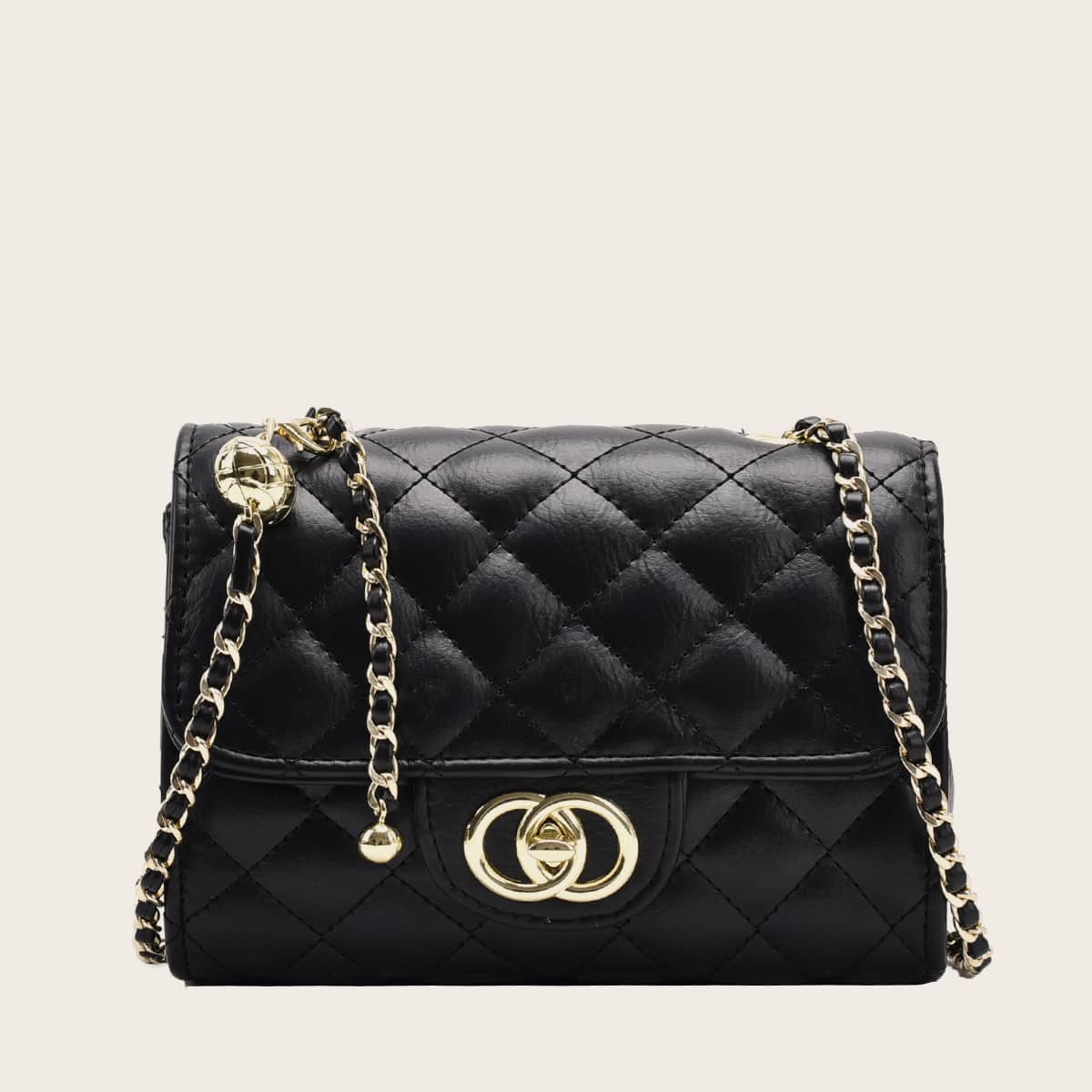 

Quilted Flap Shoulder Bag, Black