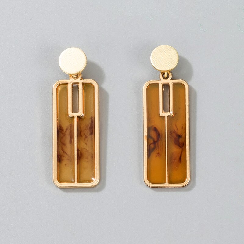

Geo Design Drop Earrings, Gold