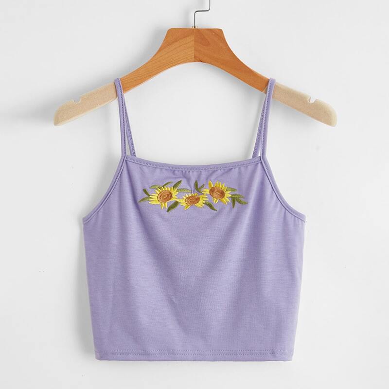 

Sunflower Embroidery Crop Cami, Lilac purple