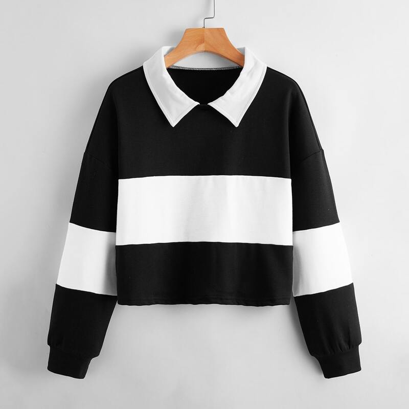 

Colorblock Oversized Sweatshirt, Black and white