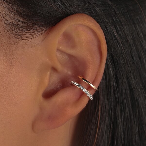 

Rhinestone Decor Ear Cuff, Gold