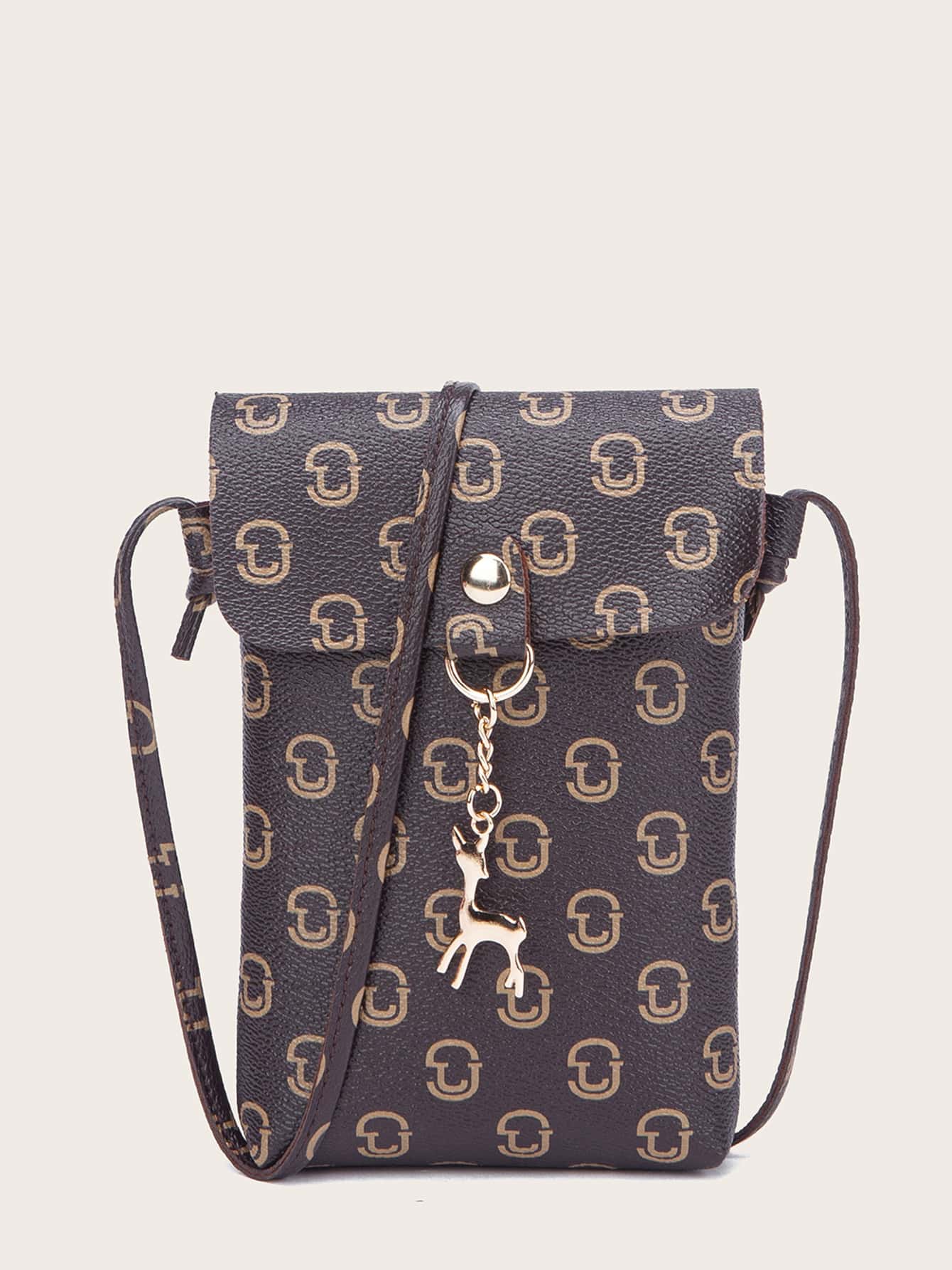 Bolsa de celular con letra - Café integral - Ver 1