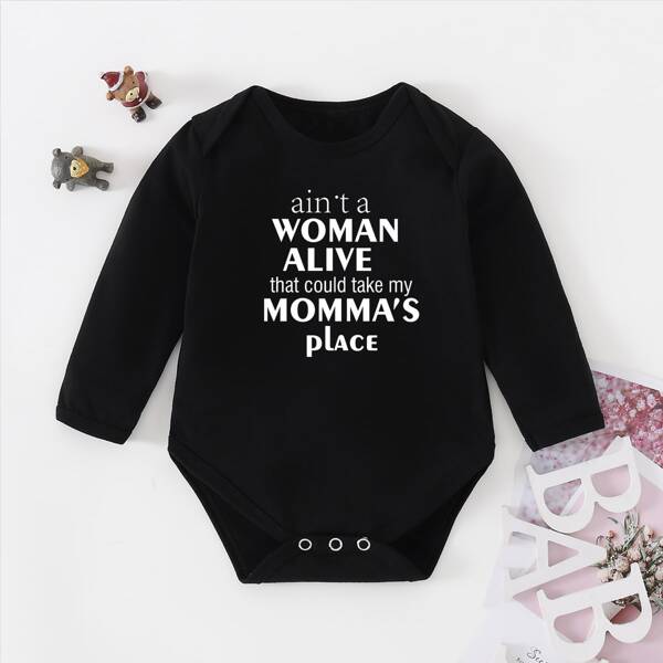 

Baby Girl Slogan Graphic Bodysuit, Black