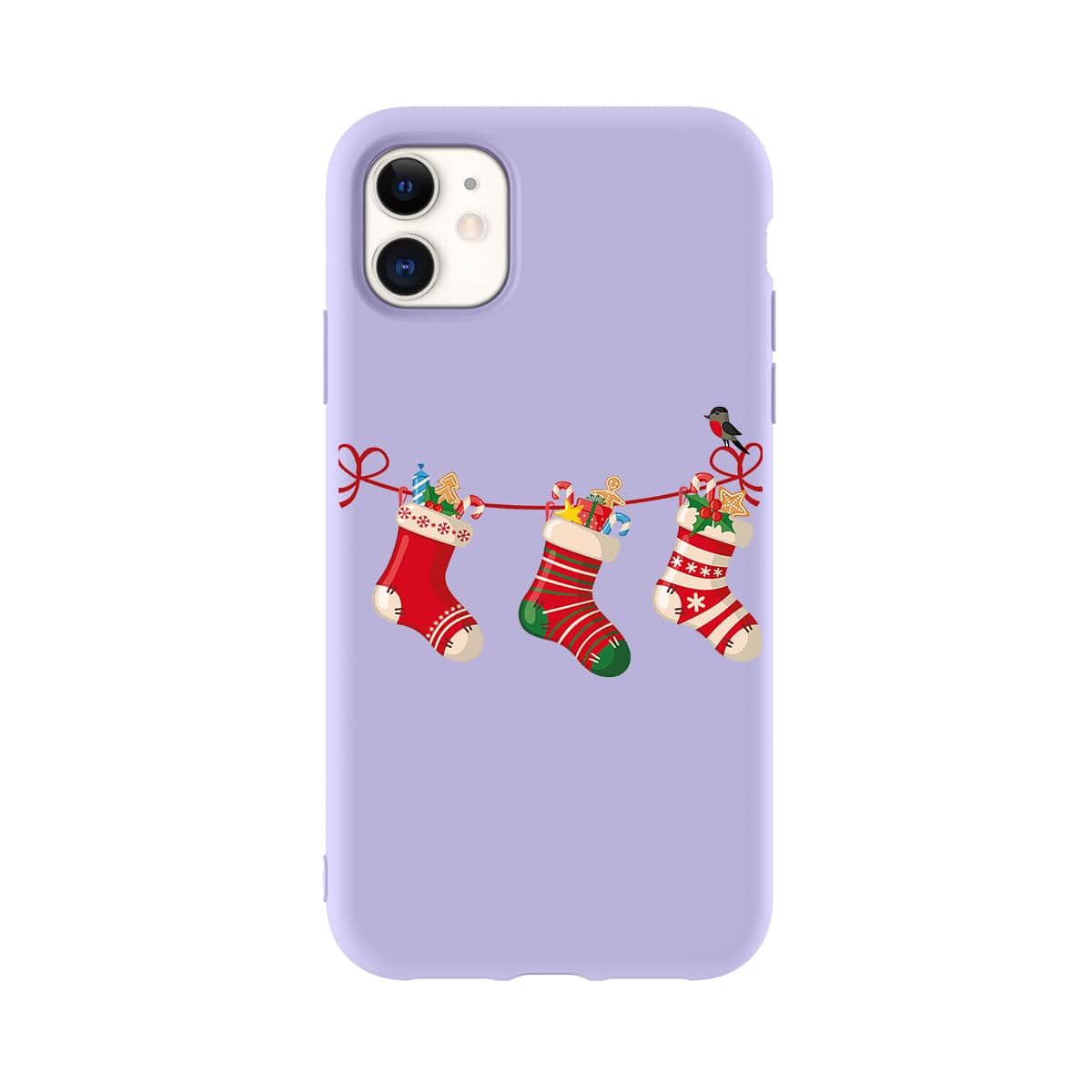 

Christmas Socks Print iPhone Case, Purple