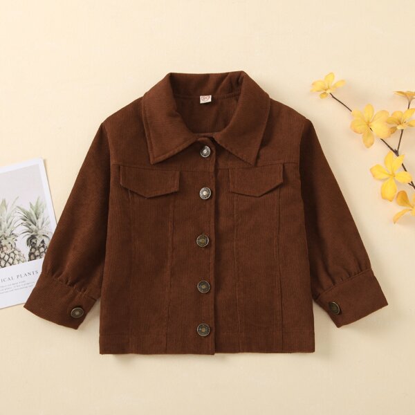 

Toddler Girls Single Breasted Corduroy Jacket, Rust brown
