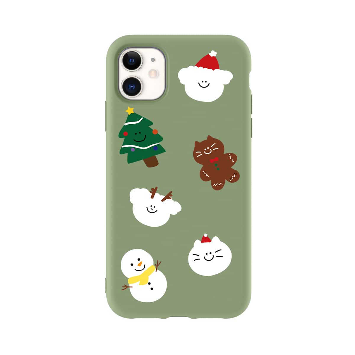 

Christmas Tree & Snowman Print iPhone Case, Green