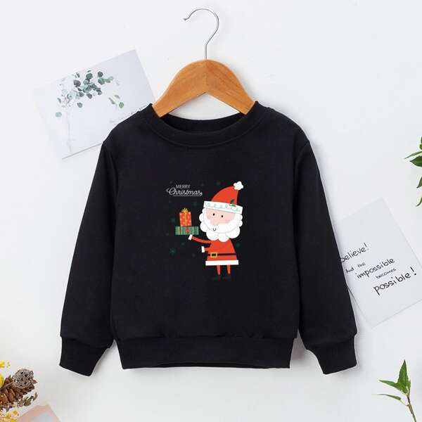 

Toddler Boys Christmas Print Sweatshirt, Black