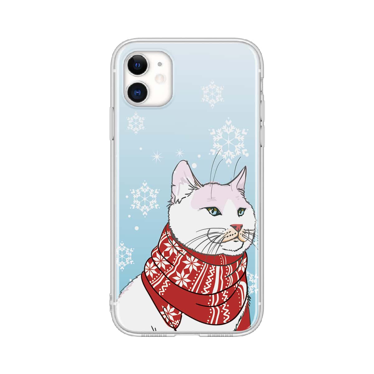 

Christmas Cat & Snowflake Print iPhone Case, Multicolor